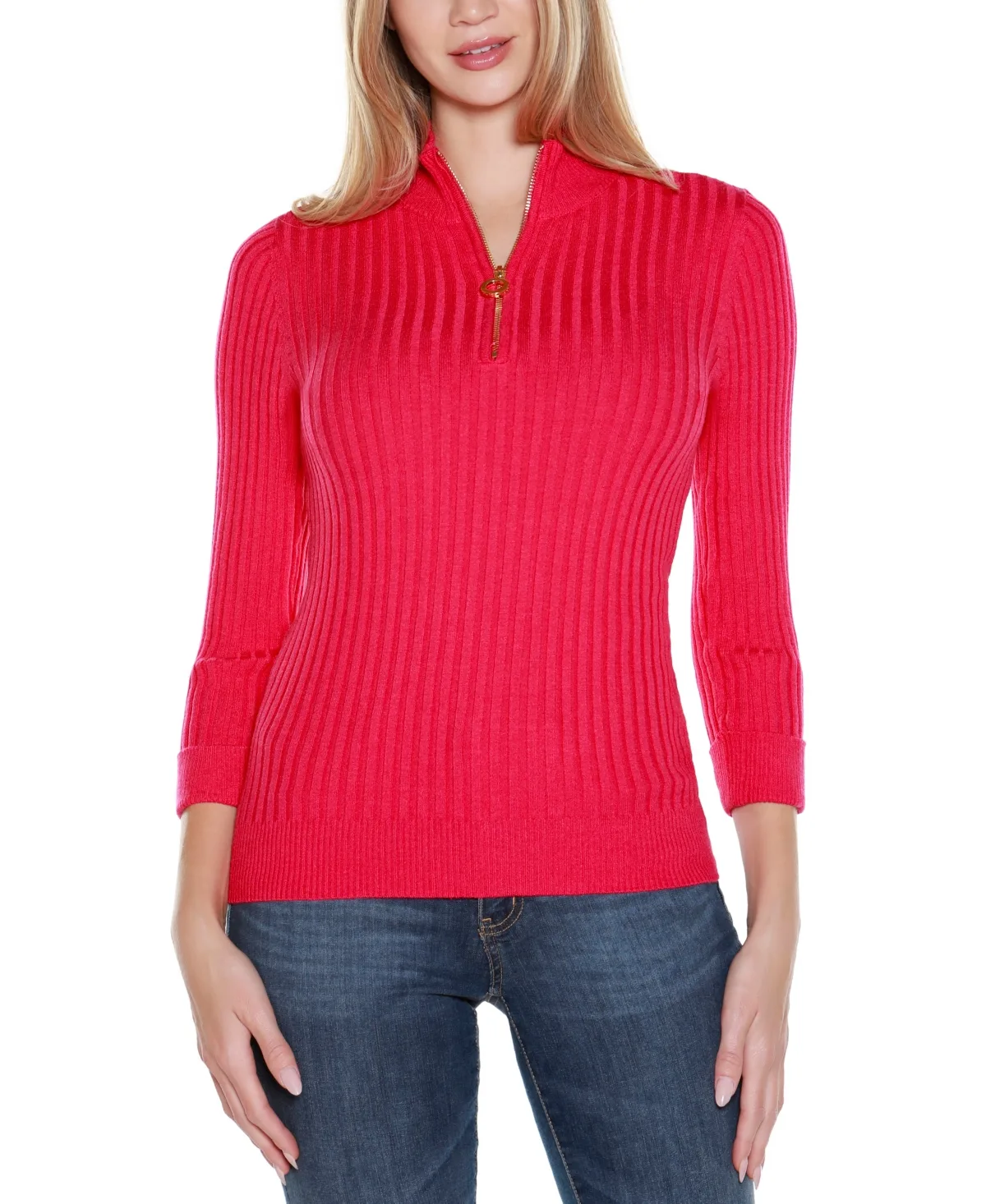 Ribbed Quarter-Zip Sweater by Belldini