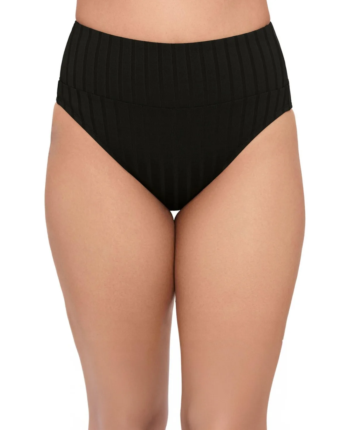 Smoothing and Sculpting Wide Ribbed Ultra High Waist Banded Swimsuit Bikini Bottoms by S3 Apparel