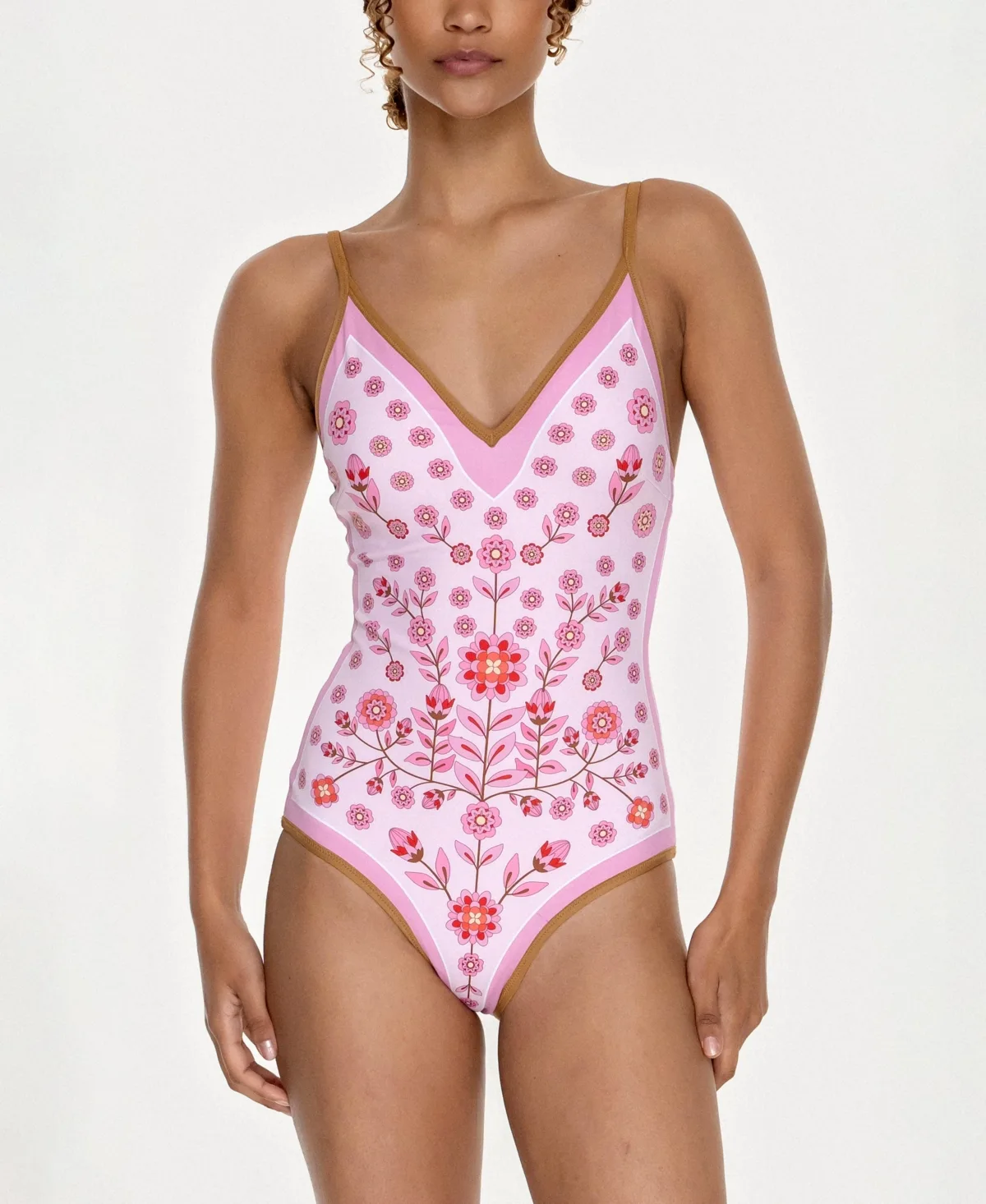 Garden Reversible V-Neck One-Piece Swimsuit by Jessie Zhao New York