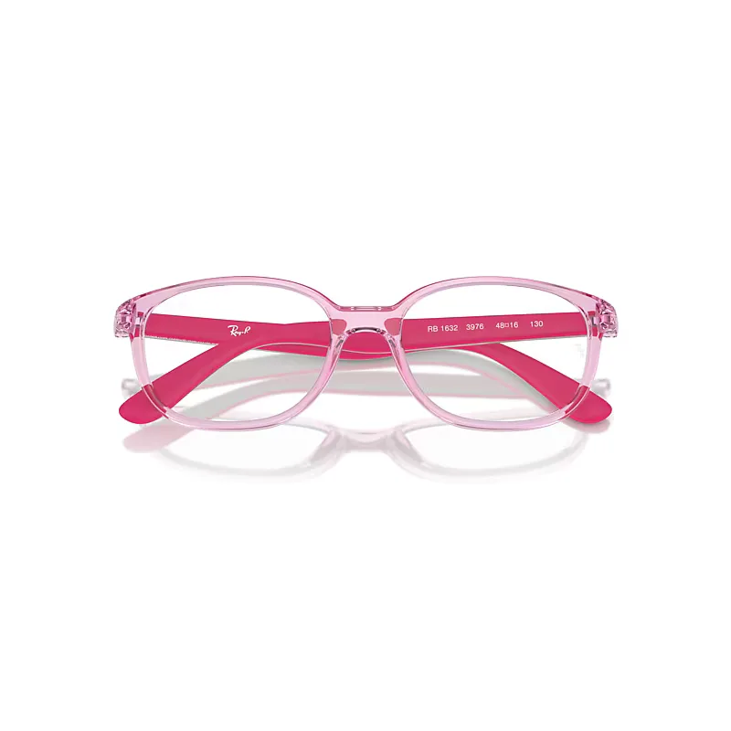 Rb1632 Optics Bio-Based Eyeglasses Grey on Fuchsia Frame Clear Lenses by Ray-Ban
