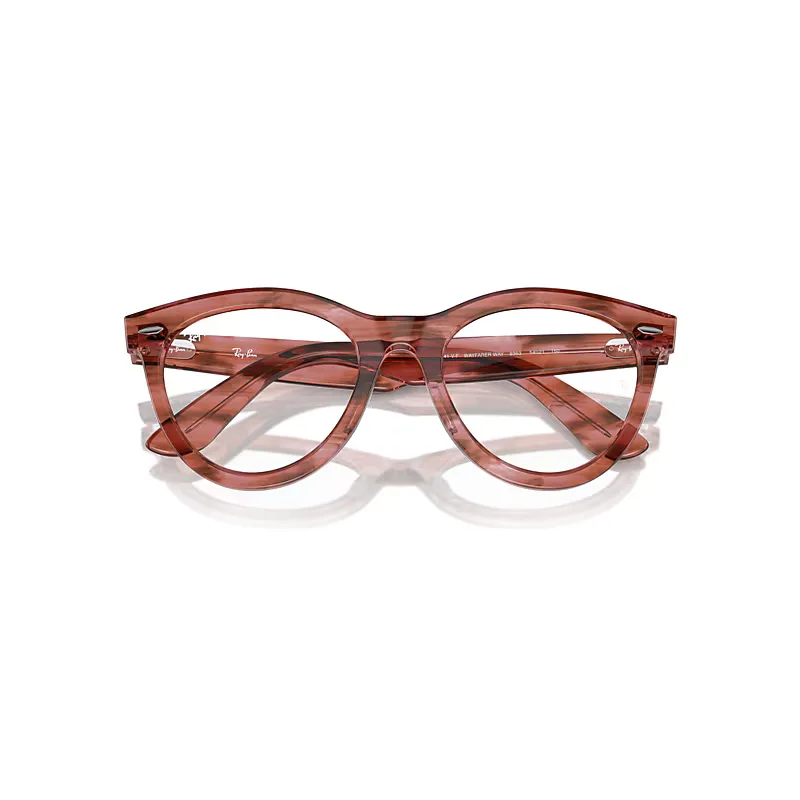 Wayfarer Way Optics Eyeglasses Striped Transparent Pink Frame Clear Lenses Polarized