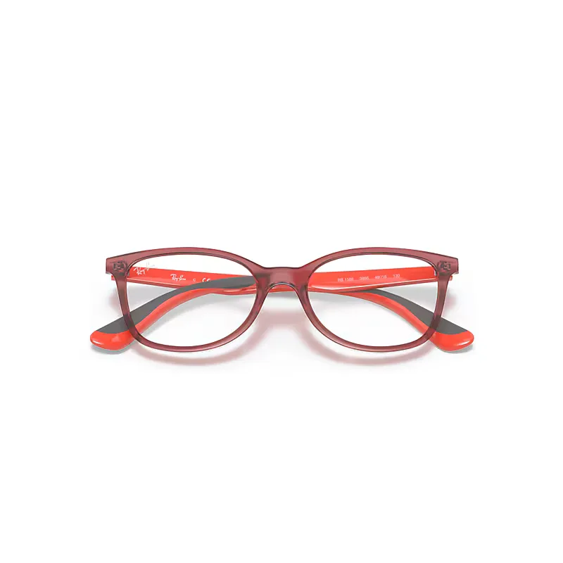 Rb1586 Optics Eyeglasses Red on Grey Frame Clear Lenses Polarized by Ray-Ban