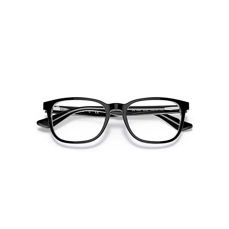 Rb1592 Optics Eyeglasses Black on Transparent Frame Clear Lenses Polarized by Ray-Ban