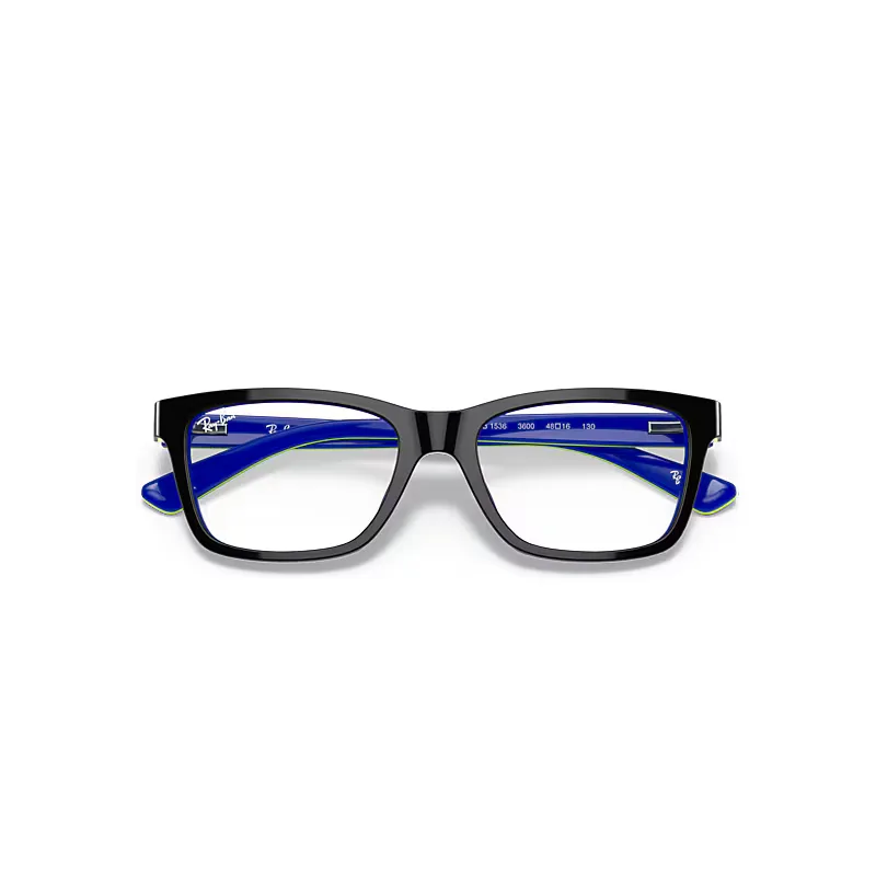 Rb1536 Optics Eyeglasses Dark Grey on Blue Frame Clear Lenses Polarized by Ray-Ban