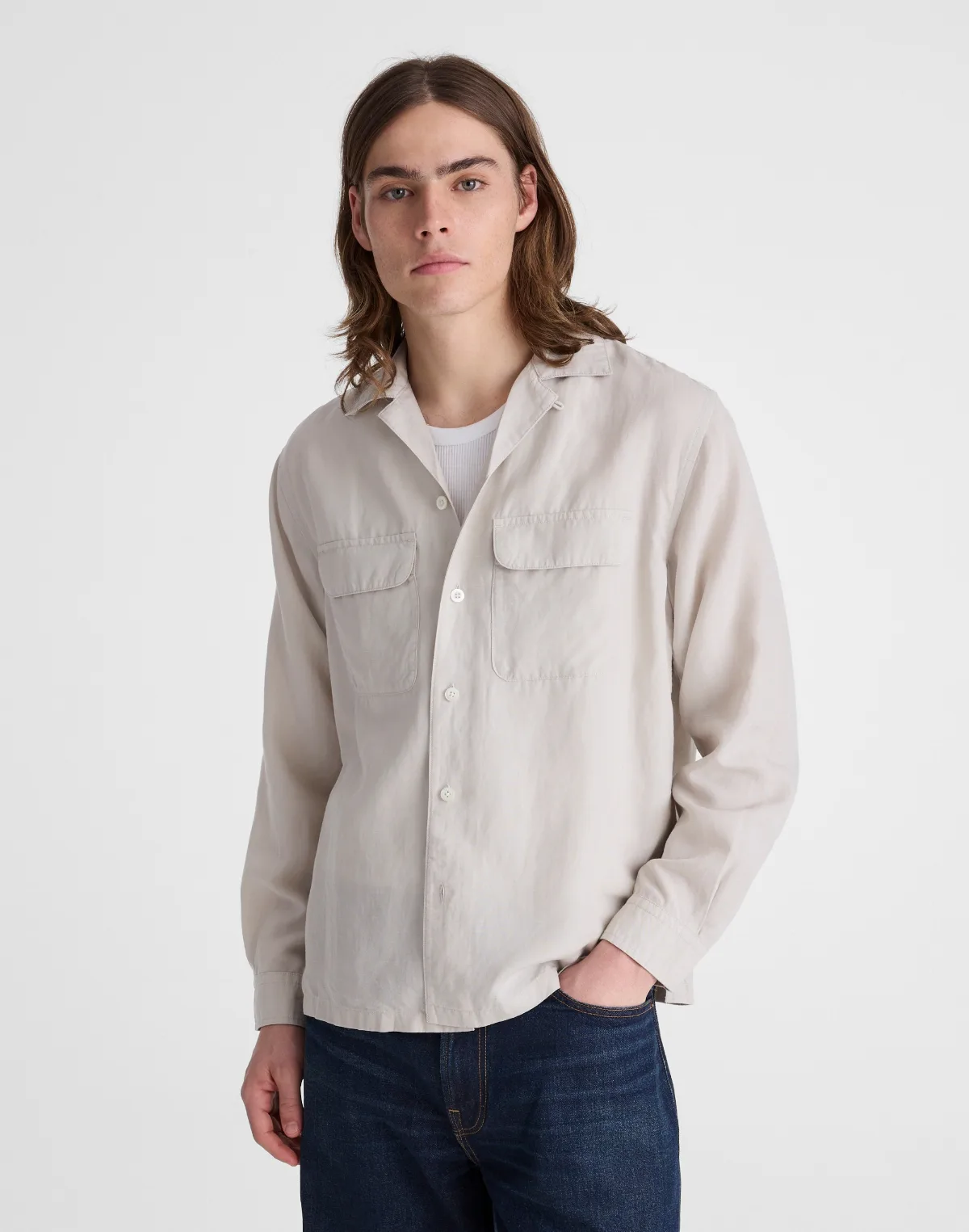 The Long-Sleeve Camp Shirt in Archive Linen Blend by MW
