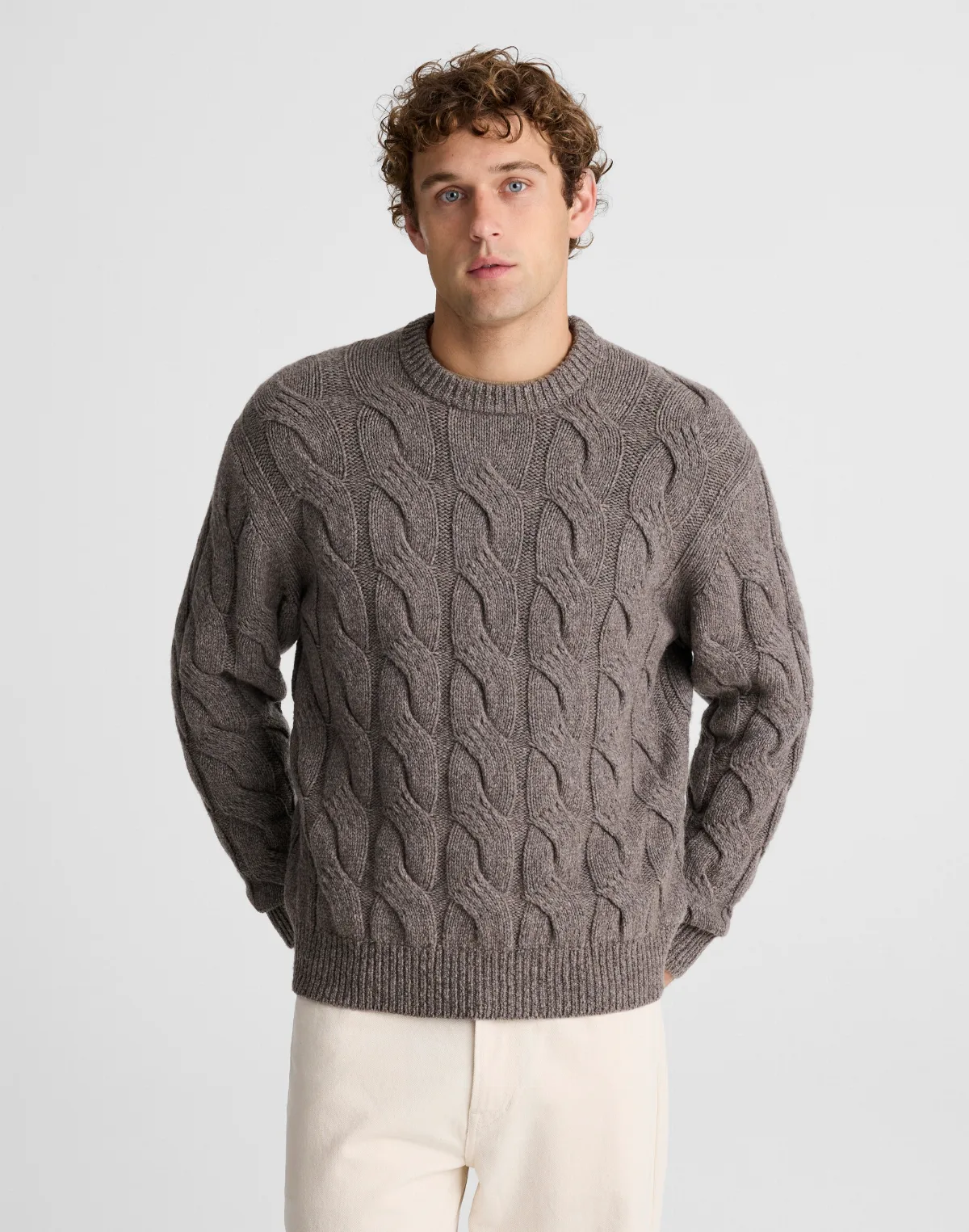 Cable-Knit Crewneck Sweater