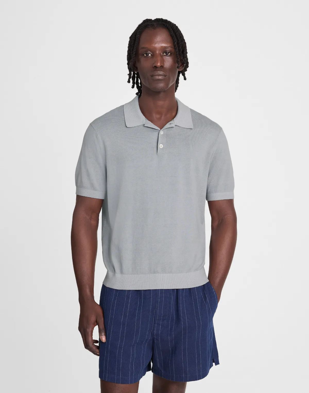 Three-Button Sweater Polo in Garment Dye