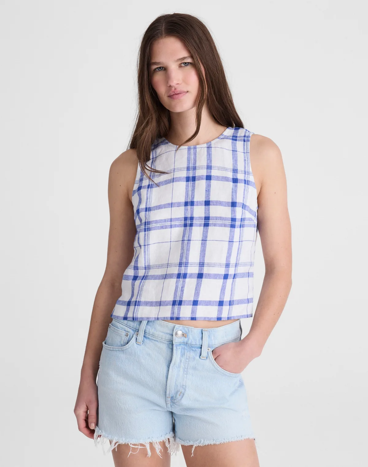 Tie-Back Shell Top in 100% Linen by MW