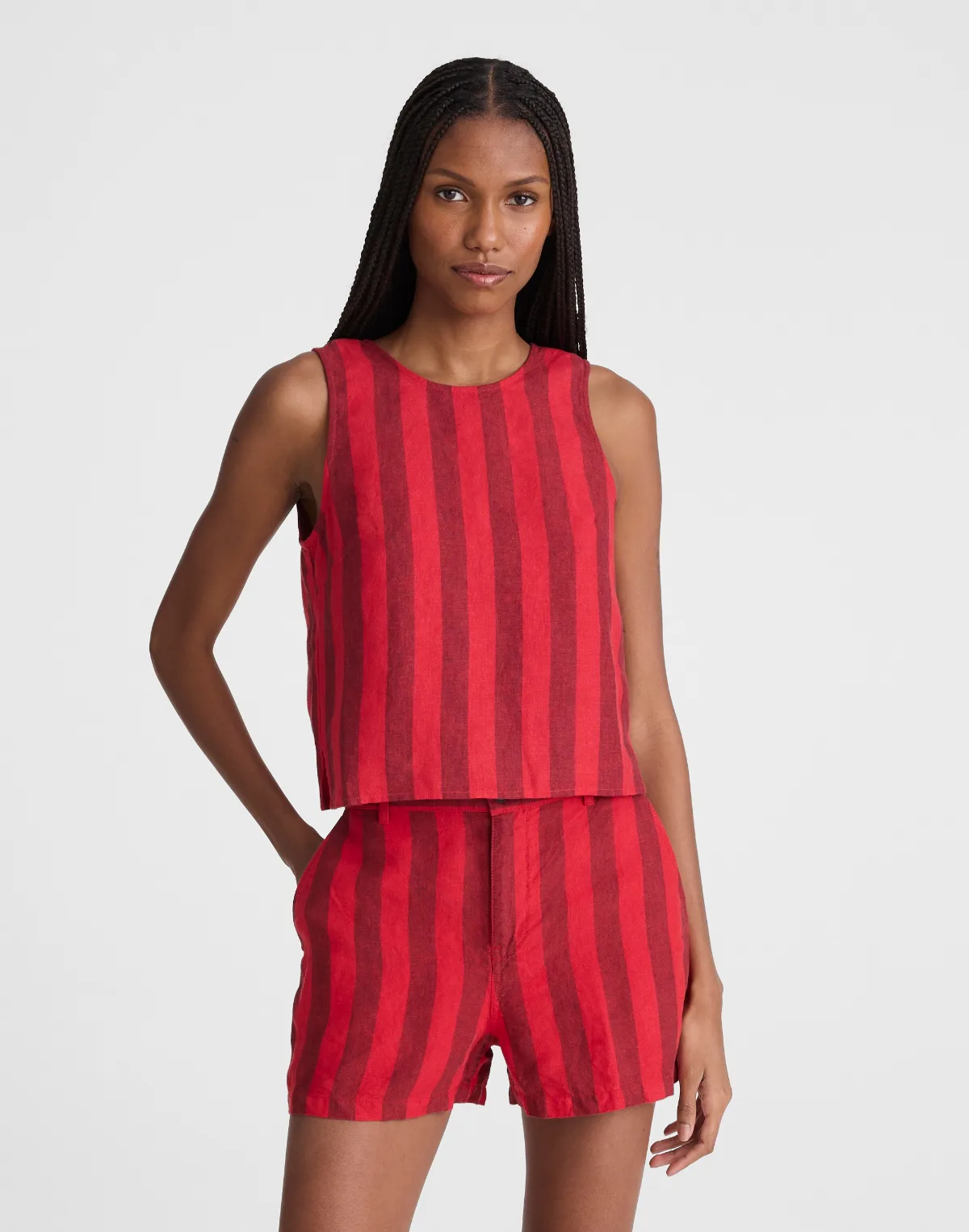 Tie-Back Shell Top in 100% Linen