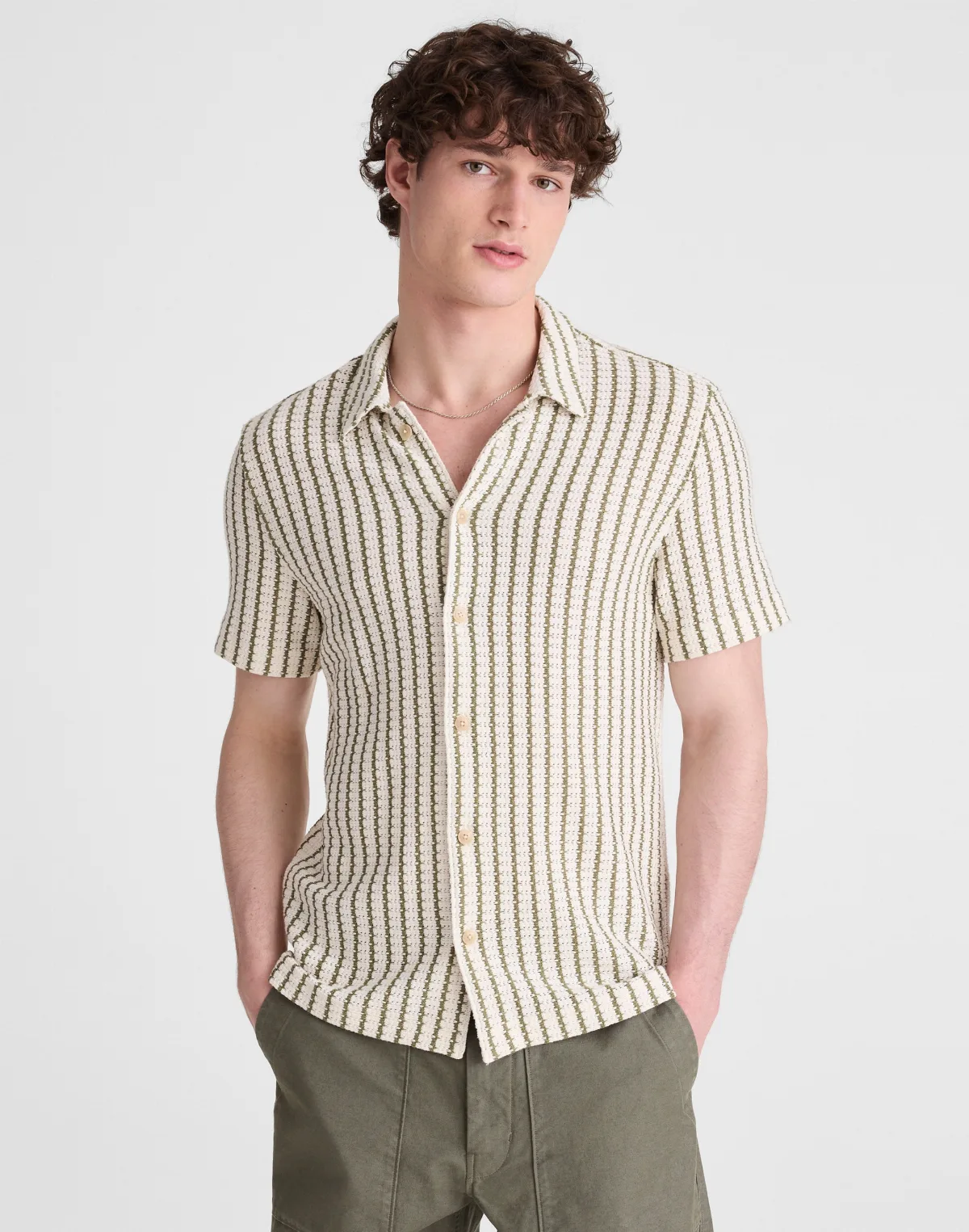 Textured-Knit Short-Sleeve Shirt by MW
