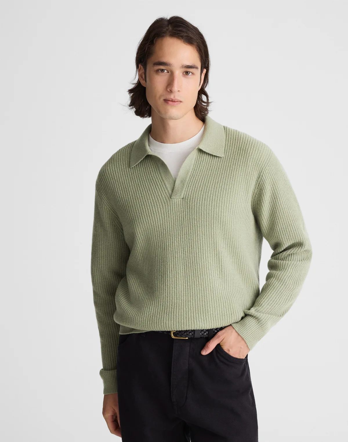 Johnny-Collar Sweater Polo in Heritage Merino Wool