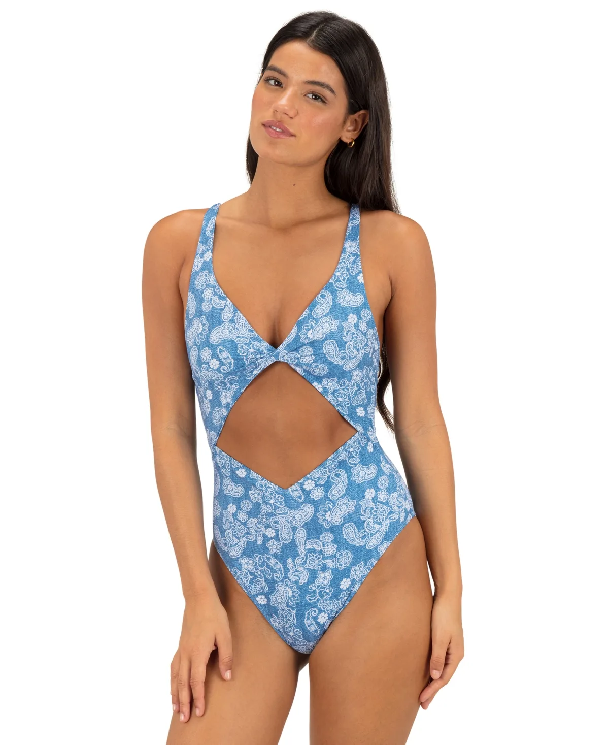 V-Neck Cheeky Coverage One-Piece Swimsuit by Hurley