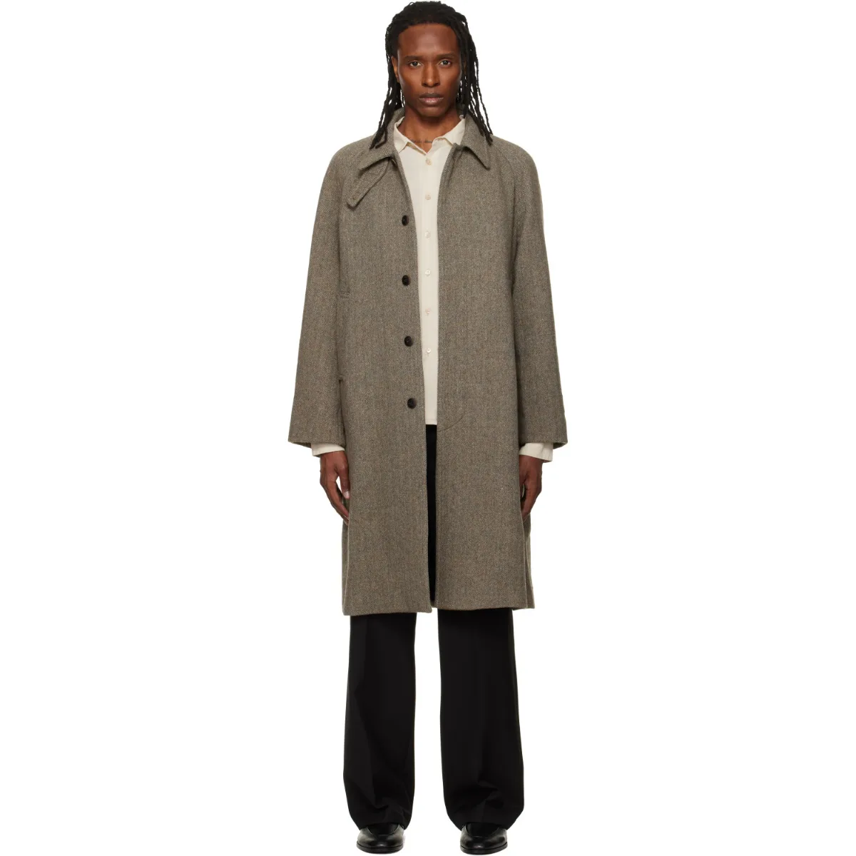 Herringbone Wool Raglan Coat by TONYWACK
