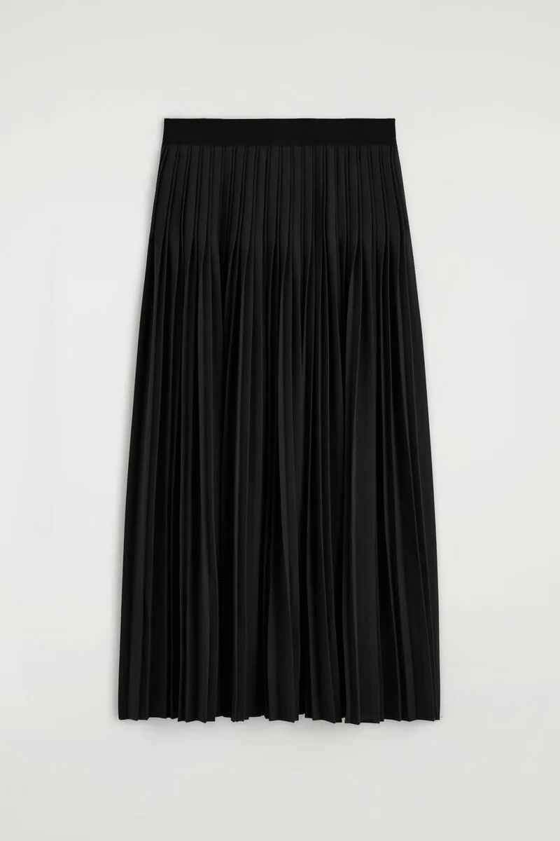 Pleated Crepe Midi Skirt