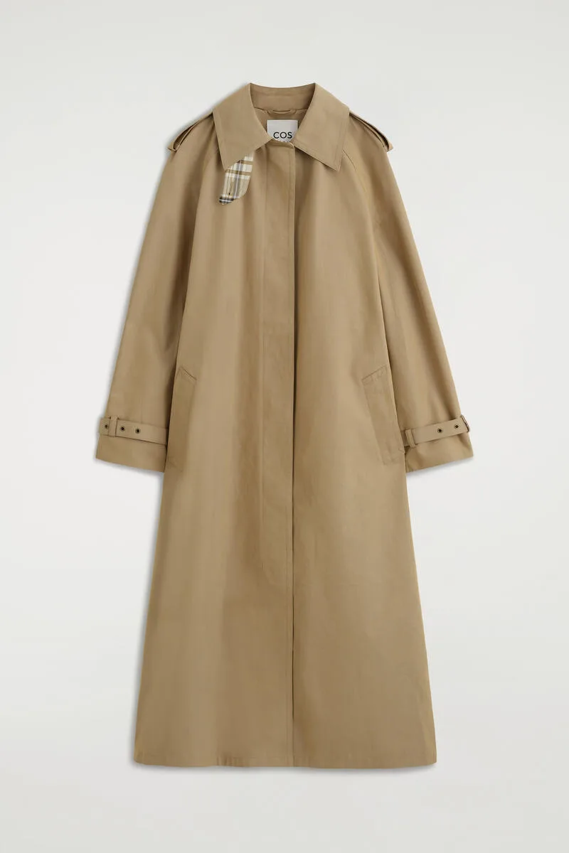 Check-Detail Belted Cotton Trench Coat by COS