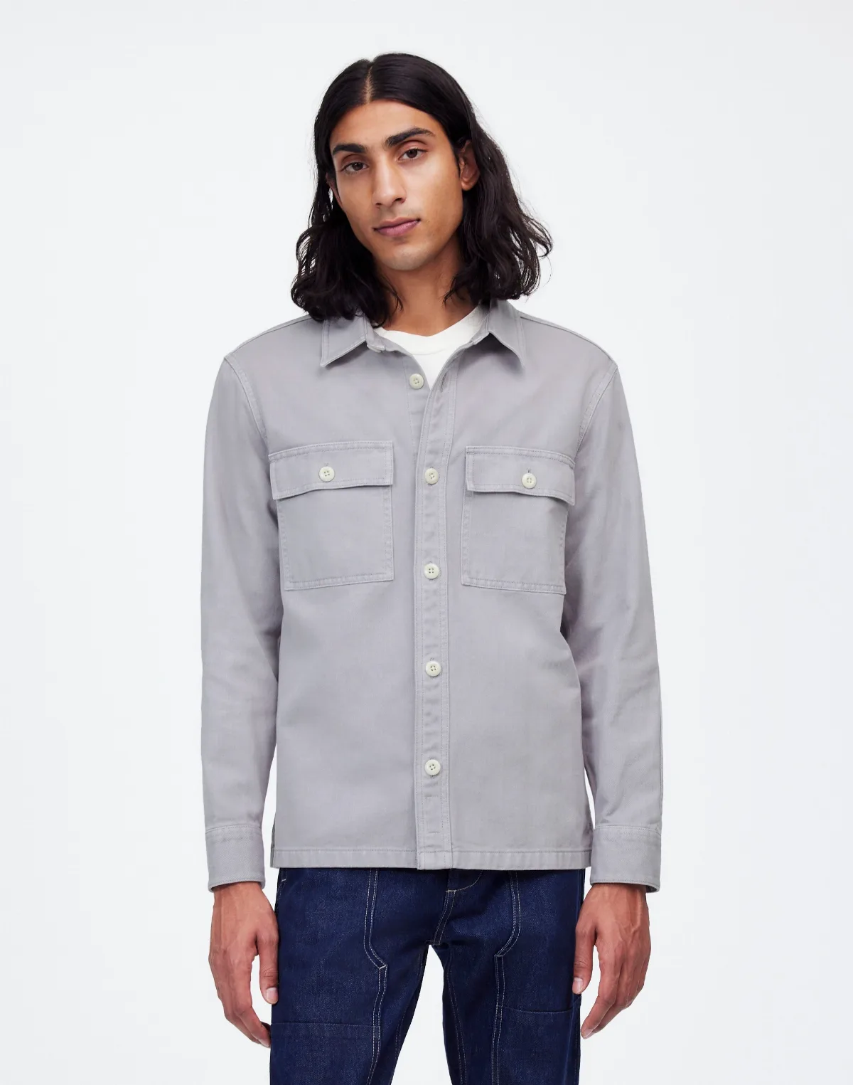 Garment-Dyed Straight-Hem Work Shirt by MW