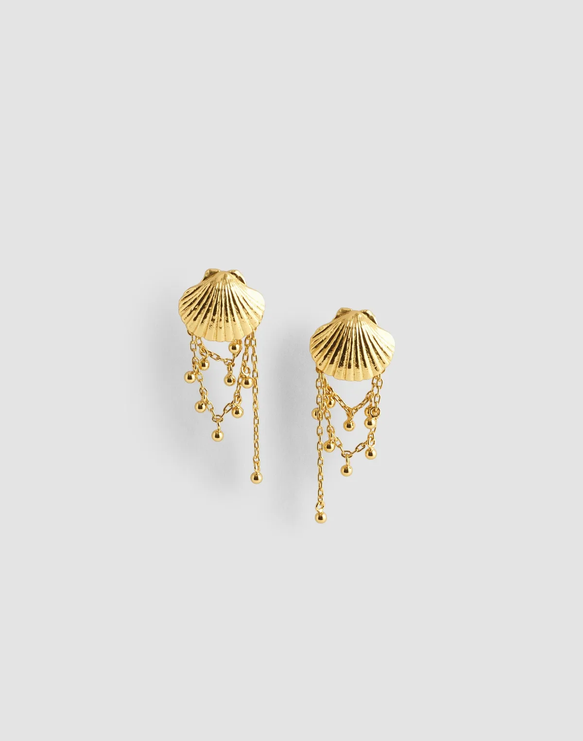 Shell Stacked Chain Stud Earrings by MW