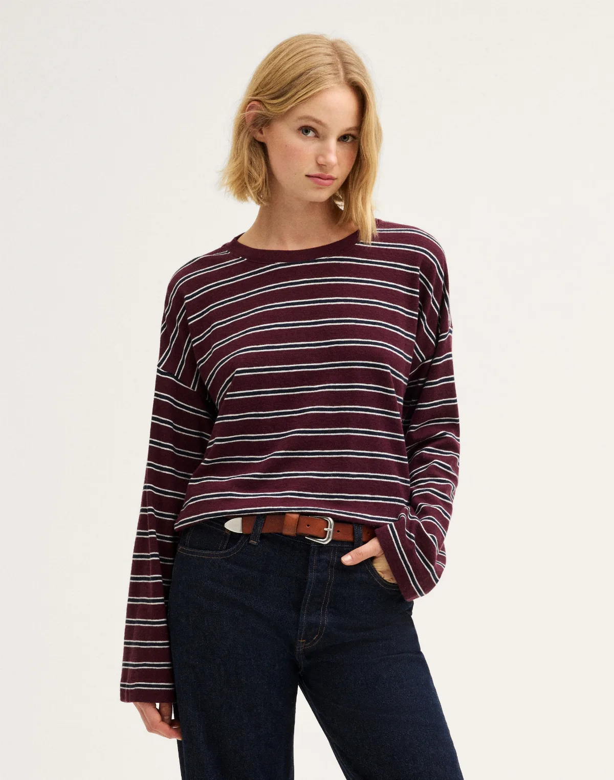 Easy Crewneck Long-Sleeve Tee in Sunday Slub