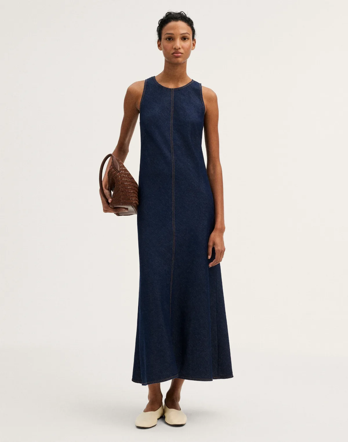 The Elena Midi Dress in Airy Denim