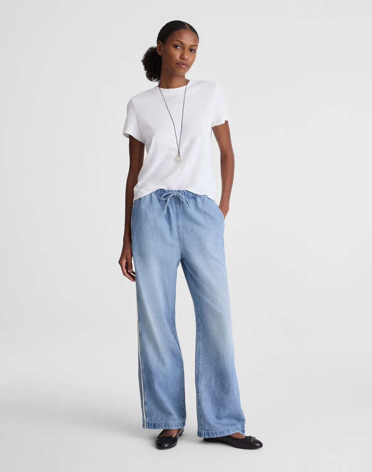 Pull-On Track Pants in Airy Denim by MW