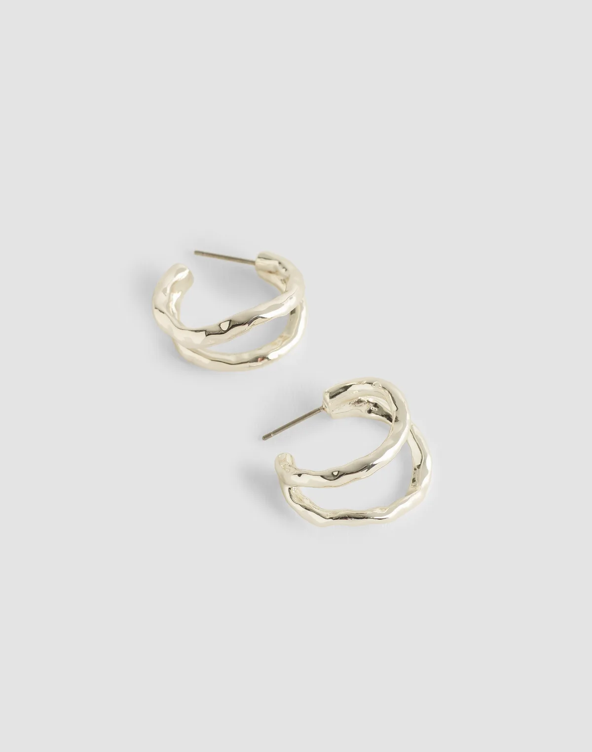 Hammered Sculptural Double-Hoop Earrings