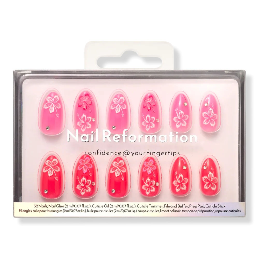 Pink Hibiscus Press on Nails by Nail Reformation
