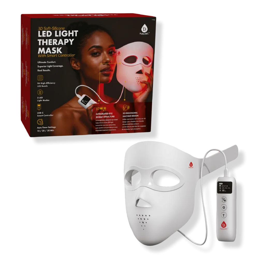 3D Soft-Silicone LED Light Therapy Mask with Smart Controller by PURSONIC