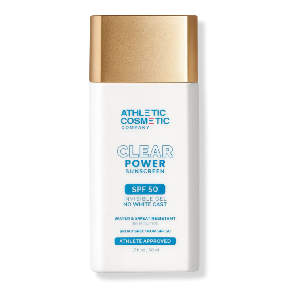 Clear Power Sunscreen SPF 50 Invisible No White Cast Sweat & Water Resistant by Athletic Cosmetic Company