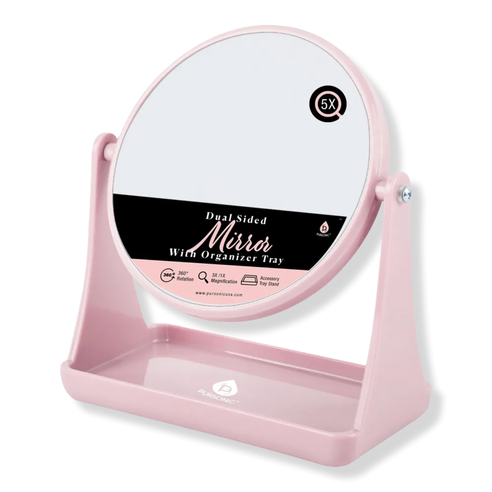 Dual Side Mirror with Organizer Tray by PURSONIC
