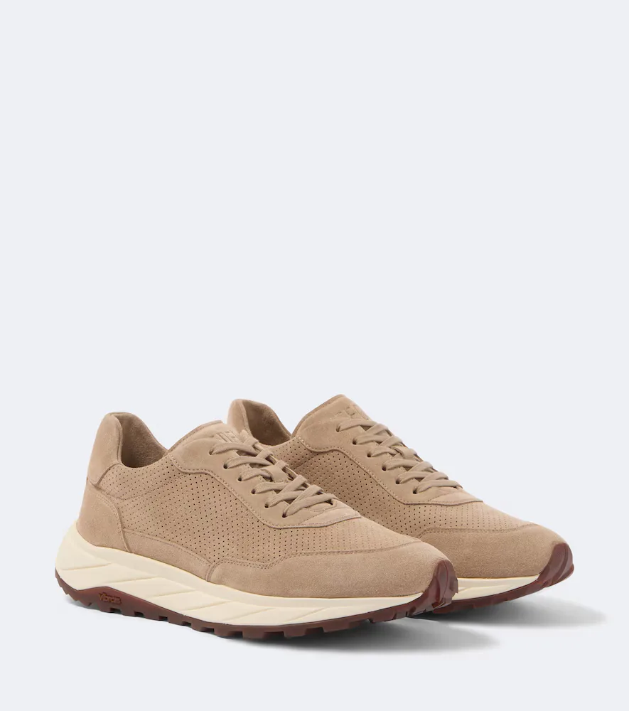 Suede-Trimmed Sneakers by Fedeli