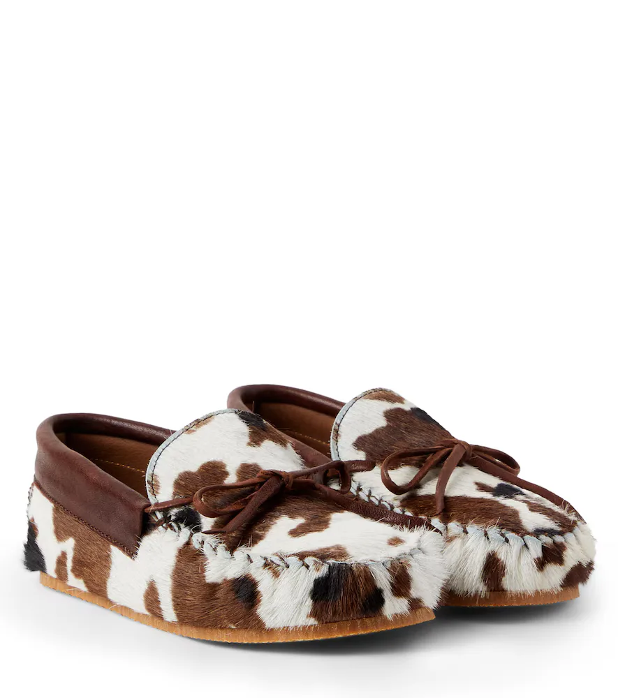 PèPè Cow-Print Calf Hair Loafers by PePe