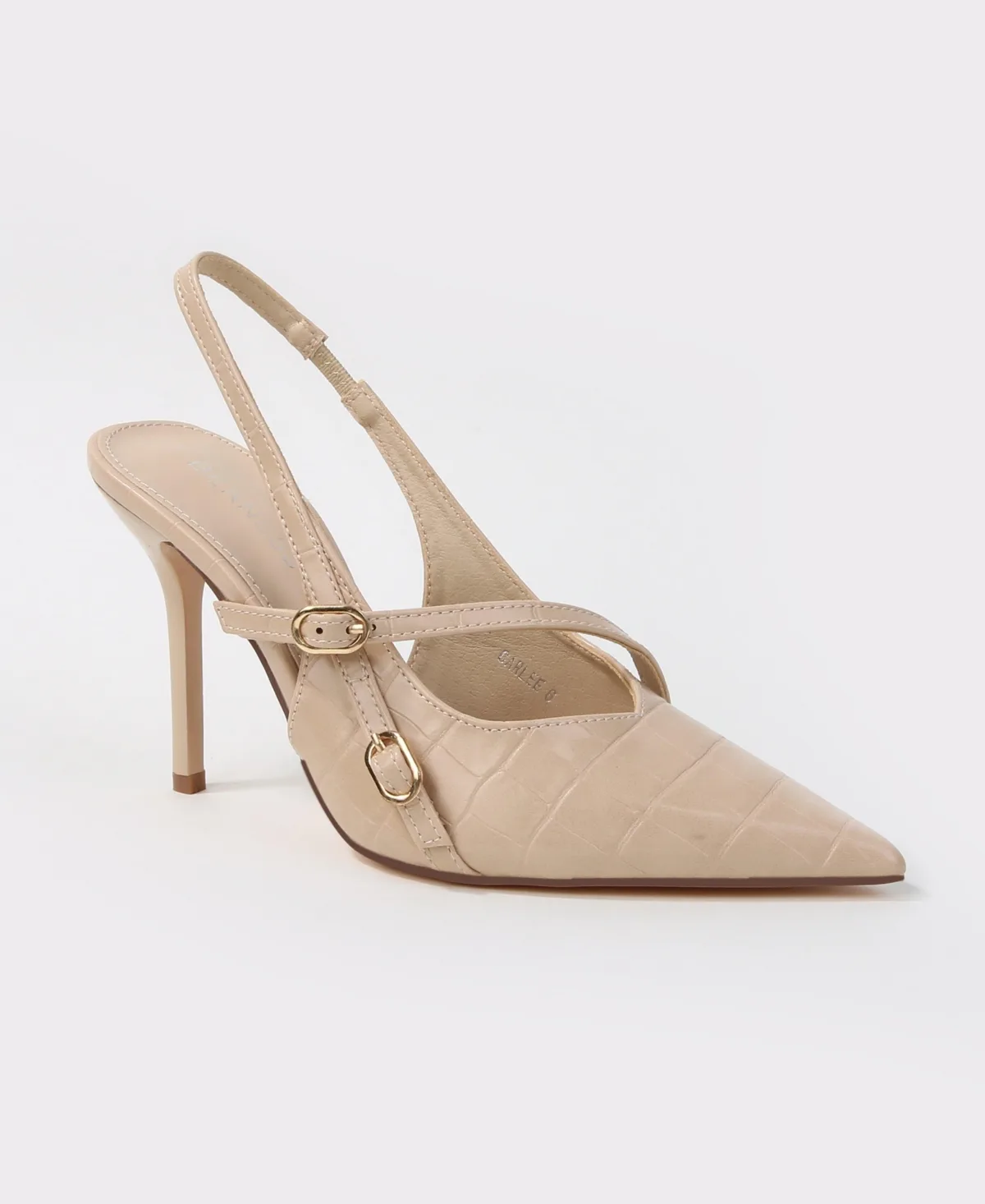 Carlee Croc Embossed Pointed Toe Slingback Stiletto Pumps by Berness