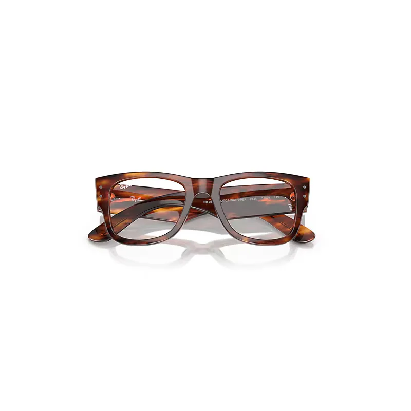 Mega Wayfarer Optics Eyeglasses Striped Havana Frame Clear Lenses Polarized by Ray-Ban
