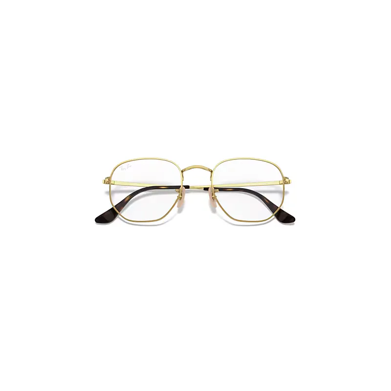 Hexagonal Optics Eyeglasses Arista Gold Frame Clear Lenses by Ray-Ban