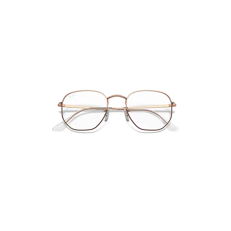 Hexagonal Optics Eyeglasses Shiny Rose Gold Frame Clear Lenses by Ray-Ban