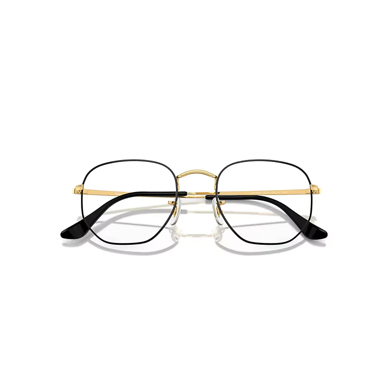 Hexagonal Optics Eyeglasses Gold Frame Clear Lenses Polarized by Ray-Ban