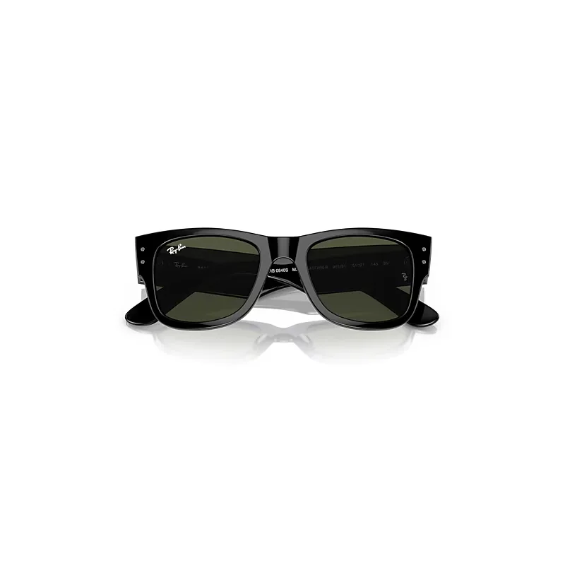 Mega Wayfarer Sunglasses Black Frame Green Lenses by Ray-Ban