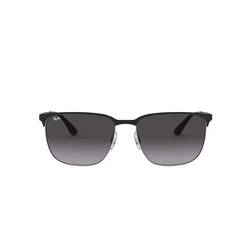 Rb3569 Sunglasses Black on Silver Frame Grey Lenses by Ray-Ban