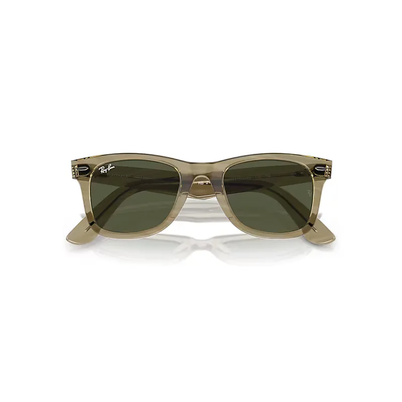 Original Wayfarer Change Sunglasses Photo Striped Grey Frame Green Lenses by Ray-Ban
