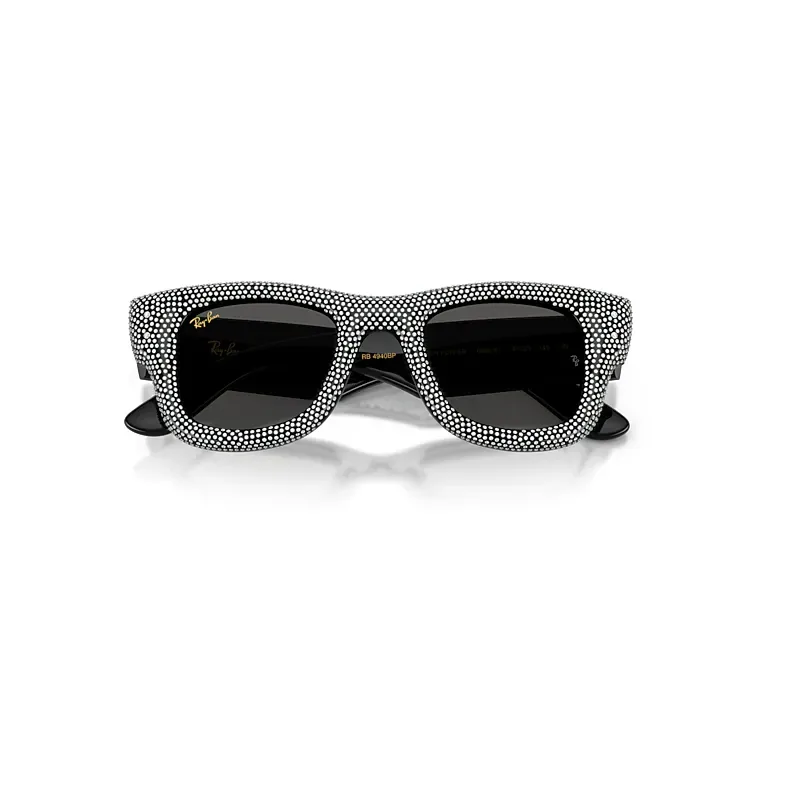 Wayfarer Puffer Crystal Pavè Edition Sunglasses Black & Strass Pave Frame Black Lenses by Ray-Ban