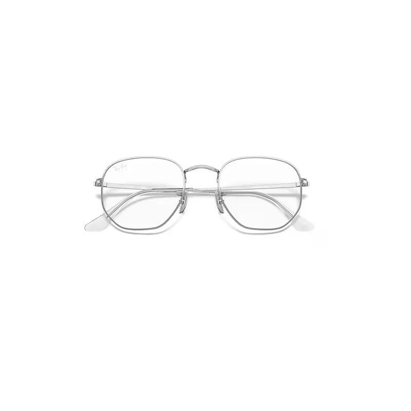 Hexagonal Optics Eyeglasses Silver Frame Clear Lenses by Ray-Ban
