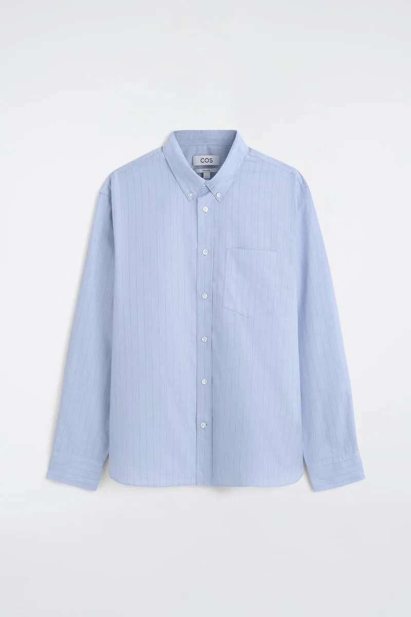 Relaxed Pinstriped Fil-À-Fil Cotton Shirt by COS