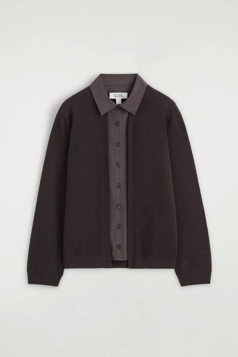 Shirt-Detail Merino Wool Cardigan by COS