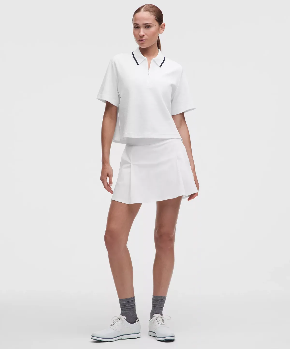 Top-Stitched Pleated Golf Skirt