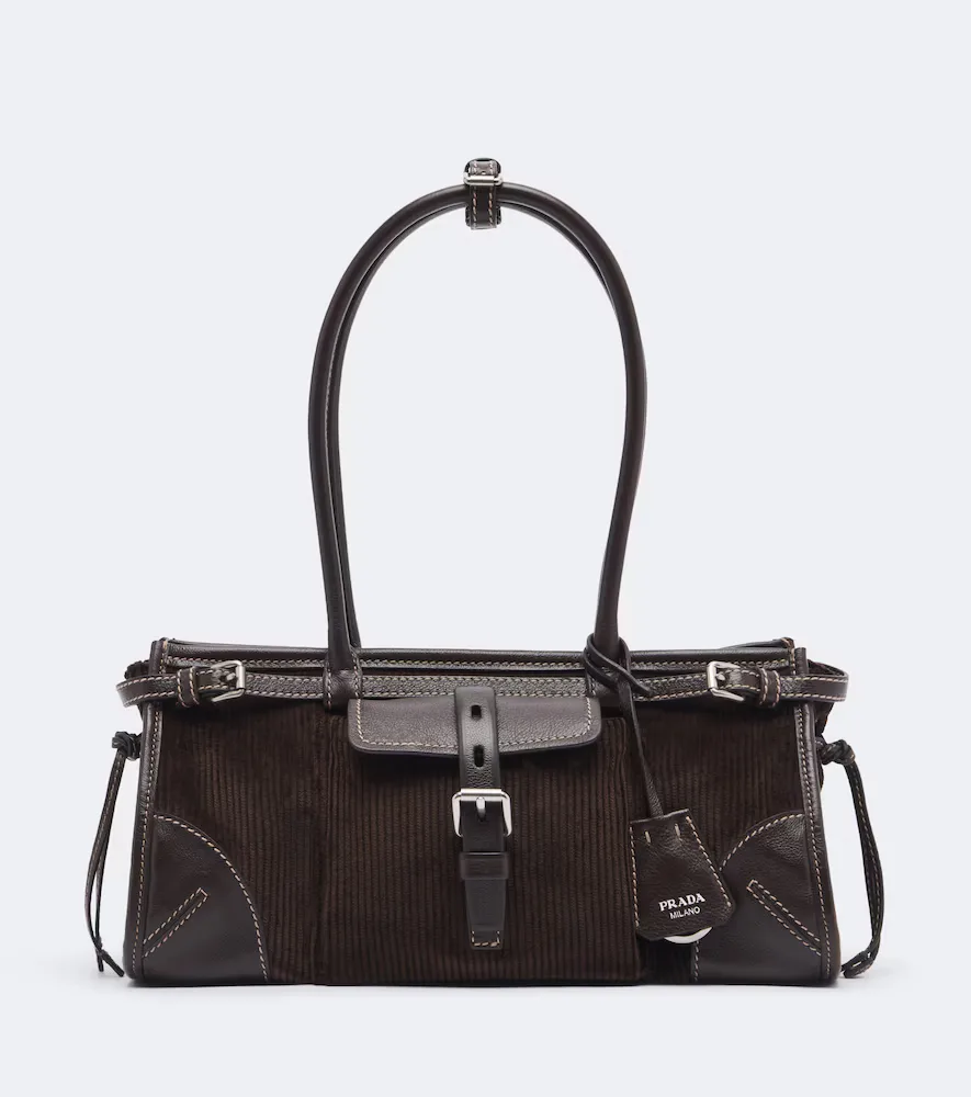 Bonnie Medium Corduroy Shoulder Bag by Prada