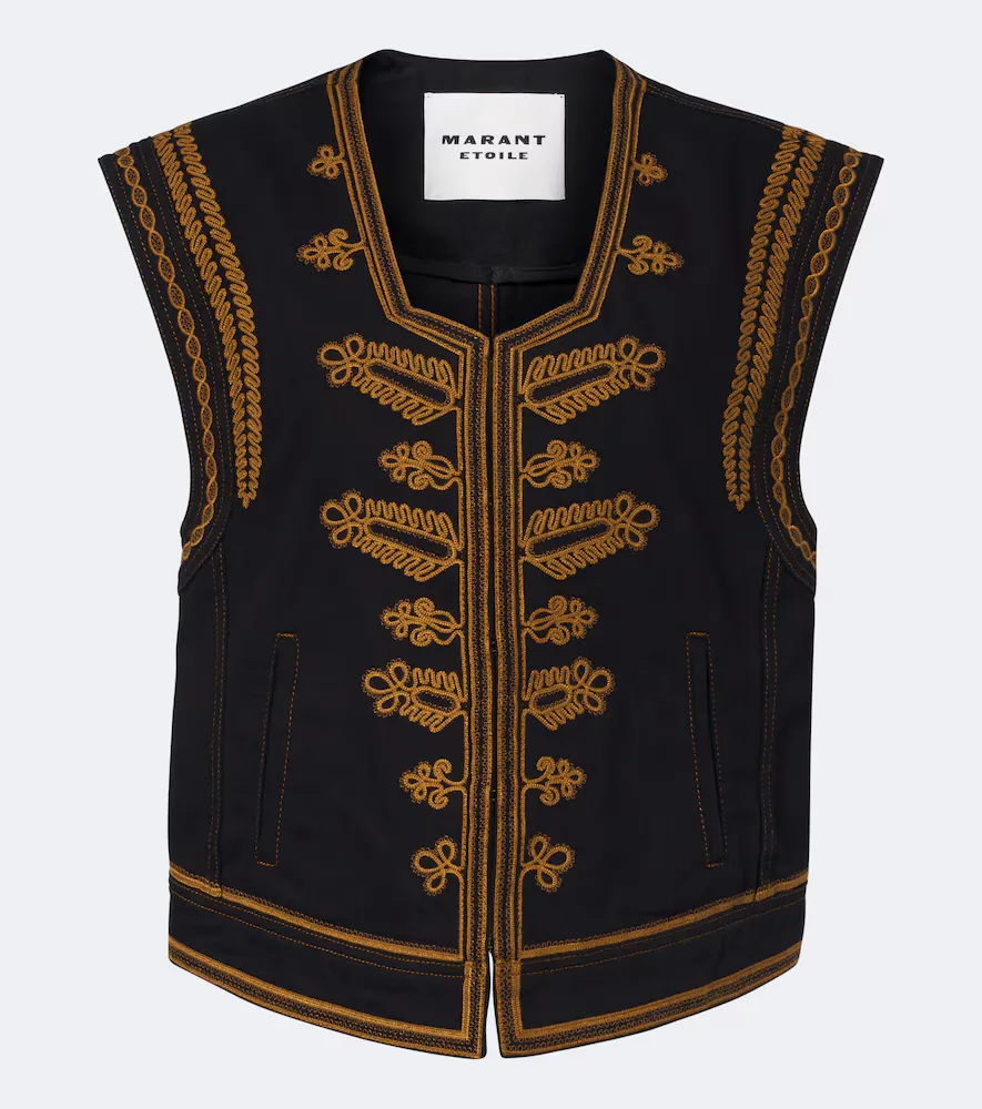 Edmee Embroidered Denim Vest by Marant Etoile
