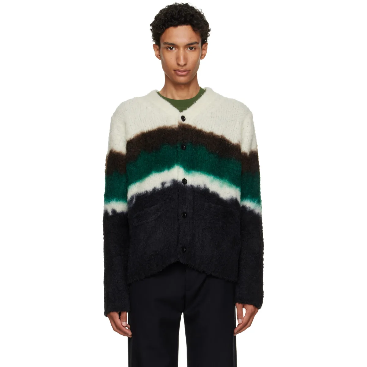 Chusen-Dyed Knit Cardigan by sacai