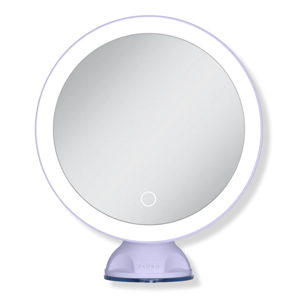 Lighted Wall Mounted Suction Cup Makeup Mirror with 10X Magnification by Zadro