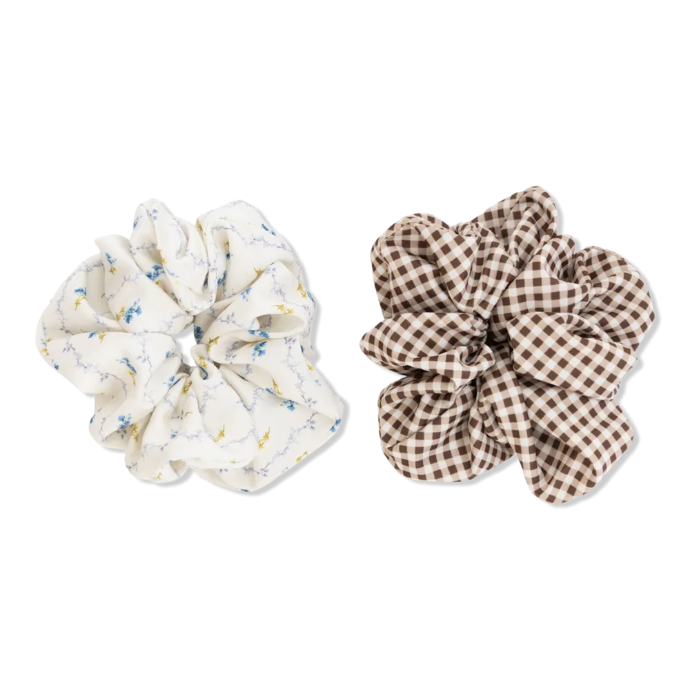 Wet Brush x Hill House Bluebell Waltz and Brown Gingham Large Satin Scrunchies 2ct by Wet Brush