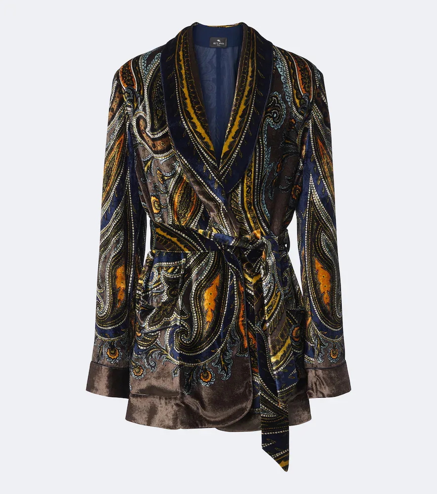 Paisley Velvet Wrap Blazer by Etro